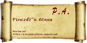 Pinczés Alexa névjegykártya